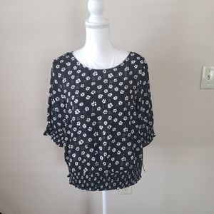 BCX 3/4 sleeve blouse size L black and white color